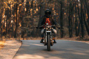 single motorcyclist on the road