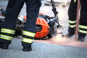 motorcycle vs car crash on howard avenue