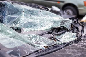 shattered windshield on car