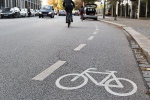 bike lane on busy city street