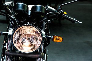 motorcycle with headlight on