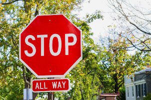 stop sign at intersection