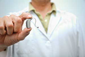 closeup of hearing aid