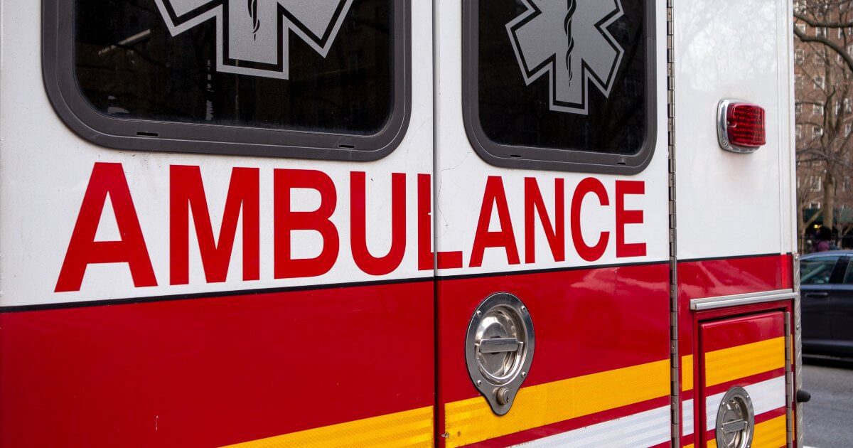 ambulance during winter day