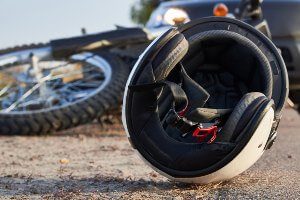motorcycle helmet on roadside