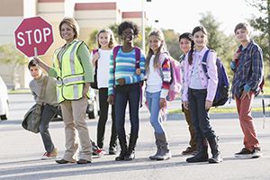 crossing guard with students