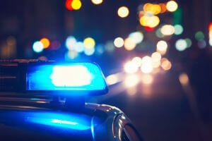 downtown accident scene at night