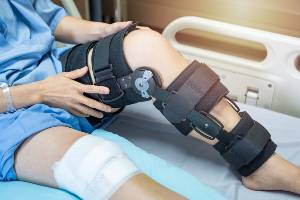 brace on patient's leg