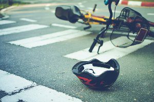 crashed bicycle in crosswalk