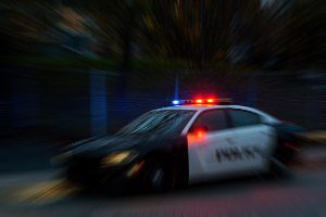 police car during dusk