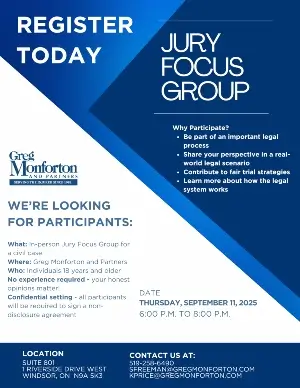 Graphics-flyer for Monforton jury focus group