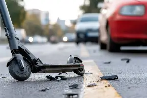 broken e-scooter in the street