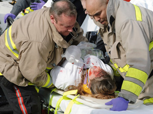 accident victim on a stretcher