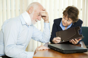 couple reviewing lawyer credentials