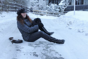 woman after slip and fall